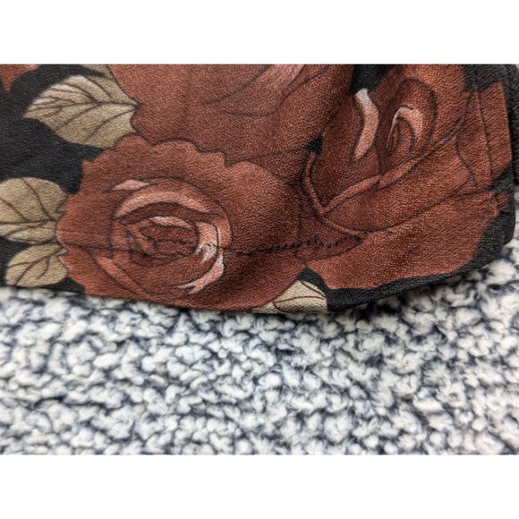 VTG Express Top Size M Boho 90s Dark Floral Fairy Grunge Relaxed Fit Goth Black - Picture 6 of 12